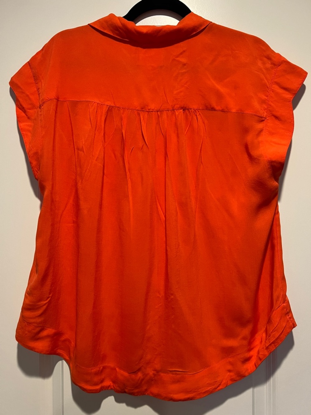 Maeve | (M) Short-Sleeve Button Front Blouse in Vibrant Orange - Picture 6 of 7